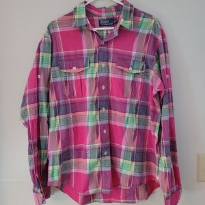 Vtg Polo Ralph Lauren Button Down Shirt Southwestern Navajo Aztec Plaid Mens XL